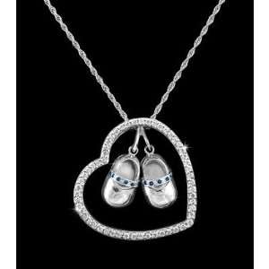  Heart n Sole 0.44 Carat Diamond and Blue Sapphire Necklace 