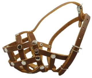 sizes of Secure Genuine Leather Basket Dog Muzzle  