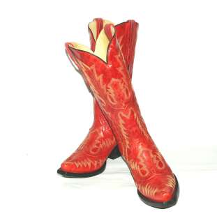   Picasso Red Distressed Tall Fashion Western Snip Toe Boots  