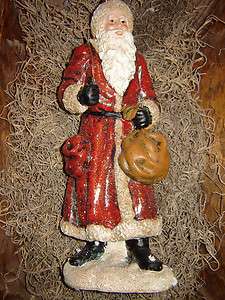 Primitive Red Belsnickle Old World Santa with Drum for Christmas 
