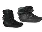 Womens Black Flat Faux Fur Lined Winter Ankle Boots UK 