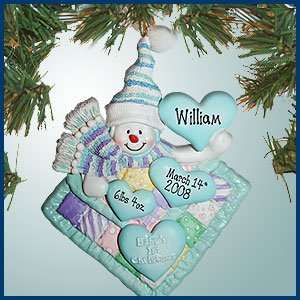  Personalized Christmas Ornaments   Snowbaby on Blanket 