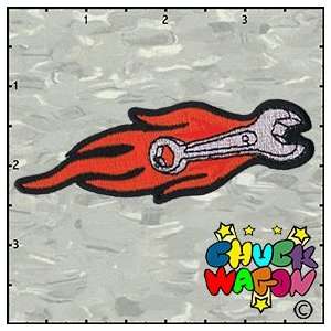  Chuckwagon flaming wrench iron on patch applique 