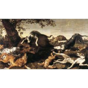 FRAMED oil paintings   Frans Snyders   24 x 14 inches   Wild Boar Hunt