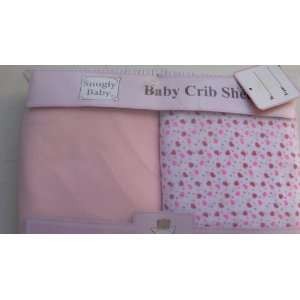  Snugly Baby Set of 2 Cotton Knit Sheets, Pink and Hearts 