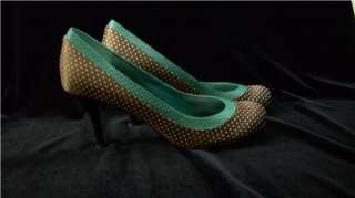 womens STEVE MADDEN shoes/heels/pumps 7 P Lonnie brown/wht polka Free 