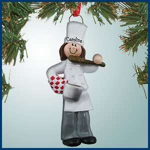  Personalized Christmas Ornaments   Chef Female w/Silver 