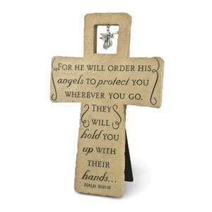   His Angels To Protect You Resin Cross Psalm 9111 12