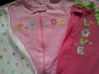   USED BABY GIRLS SIZES 6 9 MONTHS SLEEPERS PAJAMAS OUTFITS CLOTHES LOT