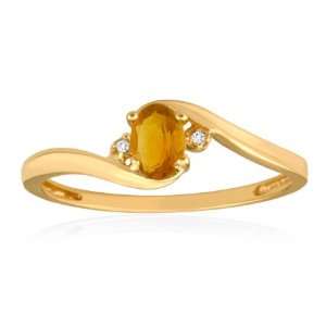    NOVEMBER Birthstone Ring 10K Yellow Gold Citrine Ring Jewelry