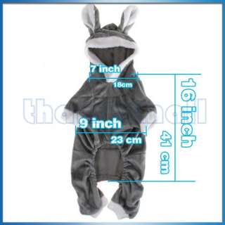 Plush Hooded Hoodie Rabbit Coat Clothes Pet Puppy Dog  