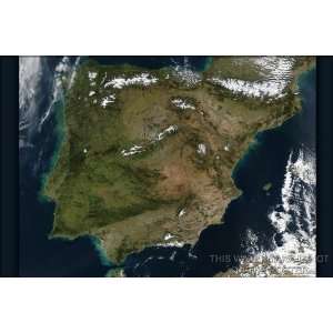  Spain and Portugal LANDSAT Map   24x36 Poster 