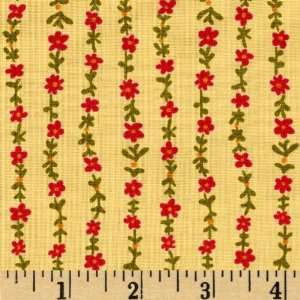   Small Vine Stripe Yellow Fabric By The Yard Arts, Crafts & Sewing