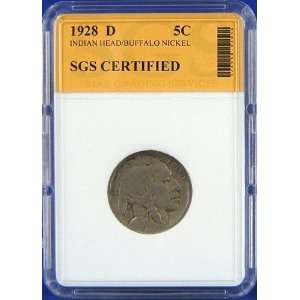  1928 D Indian Head / Buffalo Nickel Certified by SGS 