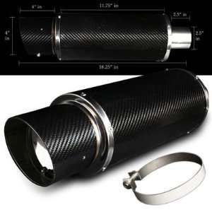   Full Carbon Fiber 2.5 Inlet / 4 Slant Tip Muffler Automotive