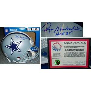  Roger Staubach Signed Cowboys Pro Helmet w/HOF85 Sports 