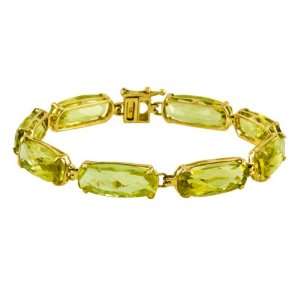    10k Yellow Gold Cushion Cut Lemon Quartz Bracelet, 7 Jewelry