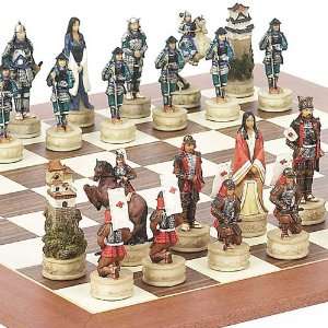  Japanese Samurai Chessmen & Stuyvesant Street Chess Board 