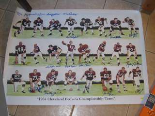 1964 Cleveland Browns NFL Team signed Lithograph Jim Brown Warfield 