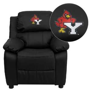 York College Cardinals Embroidered Black Leather Kids Recliner with 