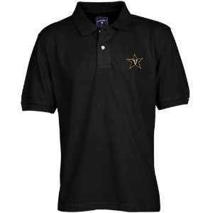 NCAA Colony Sportswear Vanderbilt Commodores Black Solid Pique Polo 