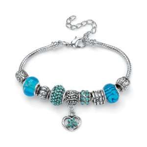    Style Beaded Charm and Spacer Bracelet in Silvertone Metal Jewelry