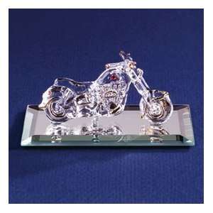  Motorcycle with Crystal Accents Glass Figurine Jewelry