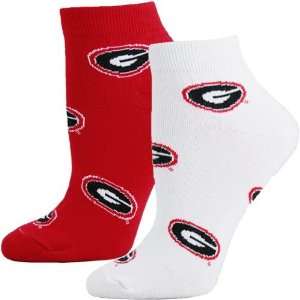    Georgia Bulldogs Ladies White Red Two Pack Socks