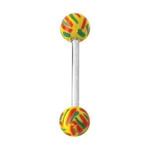 Flame Colored Acrylic and 316L Surgical Steel Barbell   14g (1.6mm 