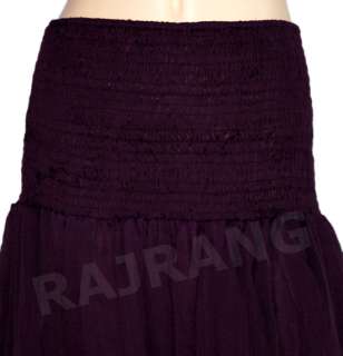 purple color chiffon short skirt with double frills at bottom