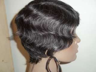 NEW Short Wavy Indian Remy 100% Human Hair Swiss Front Lace Wig 280 