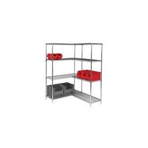 Stainless Steel Wire Shelving Unit Add On Kit, 4 Shelves, 24 x 48 x 74 