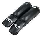 Black Re enforced Velcro Strap Shin Guards Protectors Pads (Pair) Size 