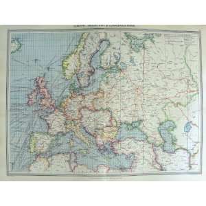    HARMSWORTH MAP 1906 EUROPE INDUSTRY COMMUNICATIONS