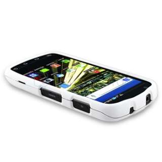 White Rubber Hard Skin Cover Case+ LCD Film Guard For Samsung Droid 