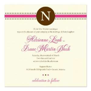  Preppy Monogram Pink And Brown On Antique White Wedding 