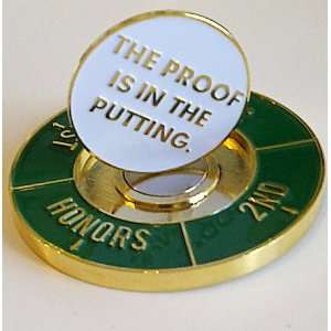  Starter Coin with golf ball marker engraved with putter phrase 