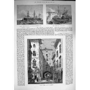   1873 Street Barcelona Spain Ship London Bridge Whale