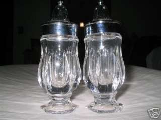 Fostoria glass crystal REVERE salt pepper shakers &lids  