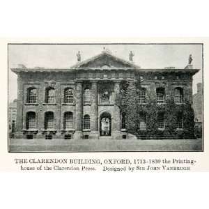  1922 Print Claredon Building Oxford England Vanbrugh Press 