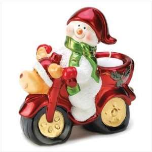 Christmas Holiday Biker Snowman Tealight Candle Holder 