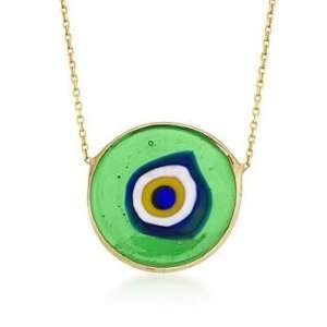    Evil Eye Murano Glass Pendant Necklace In Vermeil. 16 Jewelry