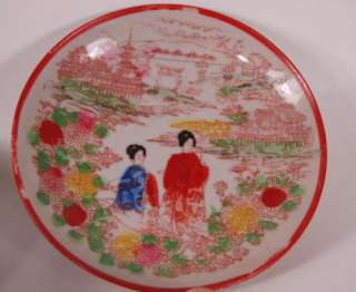 Japan vintage Teacups Saucers Plates GEISHA Mum 10 Pcs  