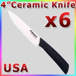 SET OF 6 RIMON 4 CERAMIC KNIVES LOT OF 6 6 PIECE 6PCS 4 INCH 