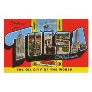  Greetings from Tulsa, Oklahoma Premium Poster Print, 18x12 