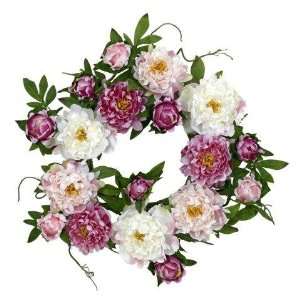  Exclusive By Nearly Natural 22 Inch Peony Wreath