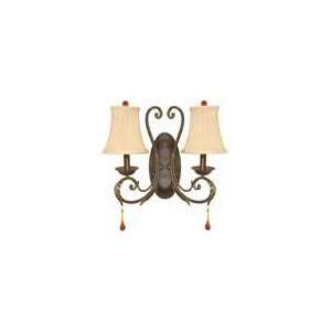  Cortina   2 Light Wall Sconce W/ Fabric Shades   Dune Gold 