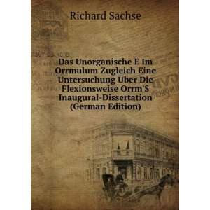    Dissertation (German Edition) (9785877884250) Richard Sachse Books