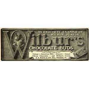  1911 Ad H. O. Wilbur Velour Chocolate Buds Dessert Sweets 