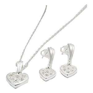   Diamond Dangling Heart Pendant & Earring Set   Gems Couture Jewelry